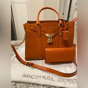 Orange Michael Kors Bag & Wallet set
